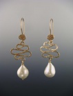 White Drop Pearl & Wave Earrings