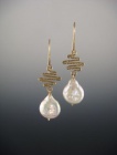 White Coin Pearl Zig-Zag Earrings