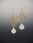 White Coin Pearl Accordion Wave Earrings